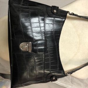 Liz Claiborne Black Faux Leather Clutch Handbag